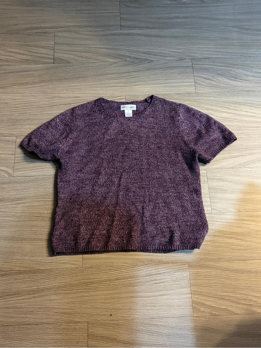 Short-Sleeve Knit Top in Deep Plum